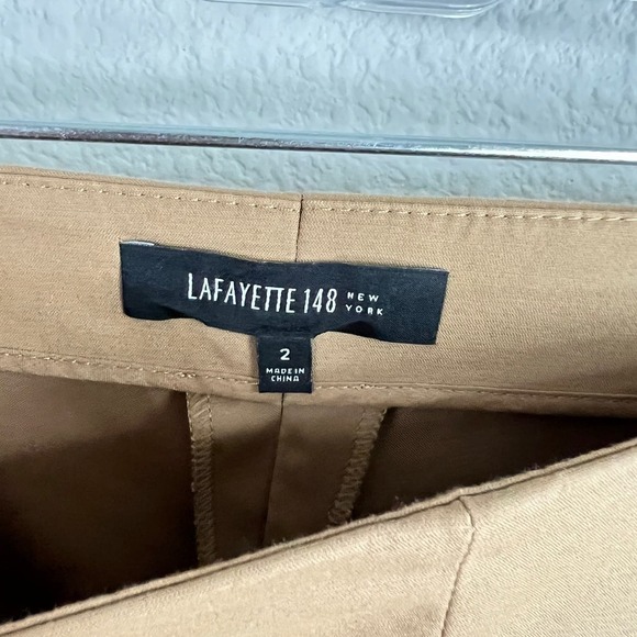 Lafayette 148 Cropped Bleecker Pant Women's 2 Mid Rise Straight Leg Trouser Tan - Picture 5 of 7